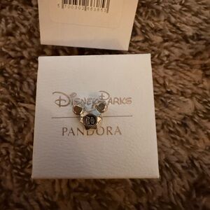 Disneyland 60th anniversary Pandora Disney Parks Silver and Black Charm